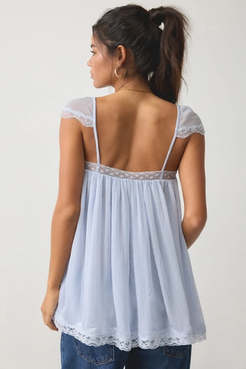 Kimchi Blue Sabrina Semi-Sheer Chiffon Babydoll Tunic Top