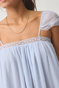 Kimchi Blue Sabrina Semi-Sheer Chiffon Babydoll Tunic Top