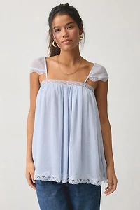 Kimchi Blue Sabrina Semi-Sheer Chiffon Babydoll Tunic Top