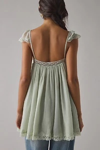 Kimchi Blue Sabrina Semi-Sheer Chiffon Babydoll Tunic Top