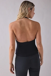 UO Azalea Embellished Split-Front Halter Top