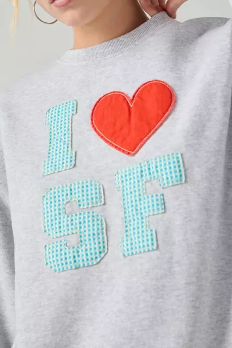 I Heart San Francisco Applique Graphic Crew Neck Pullover