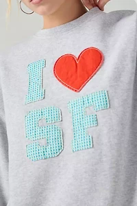 I Heart San Francisco Applique Graphic Crew Neck Pullover