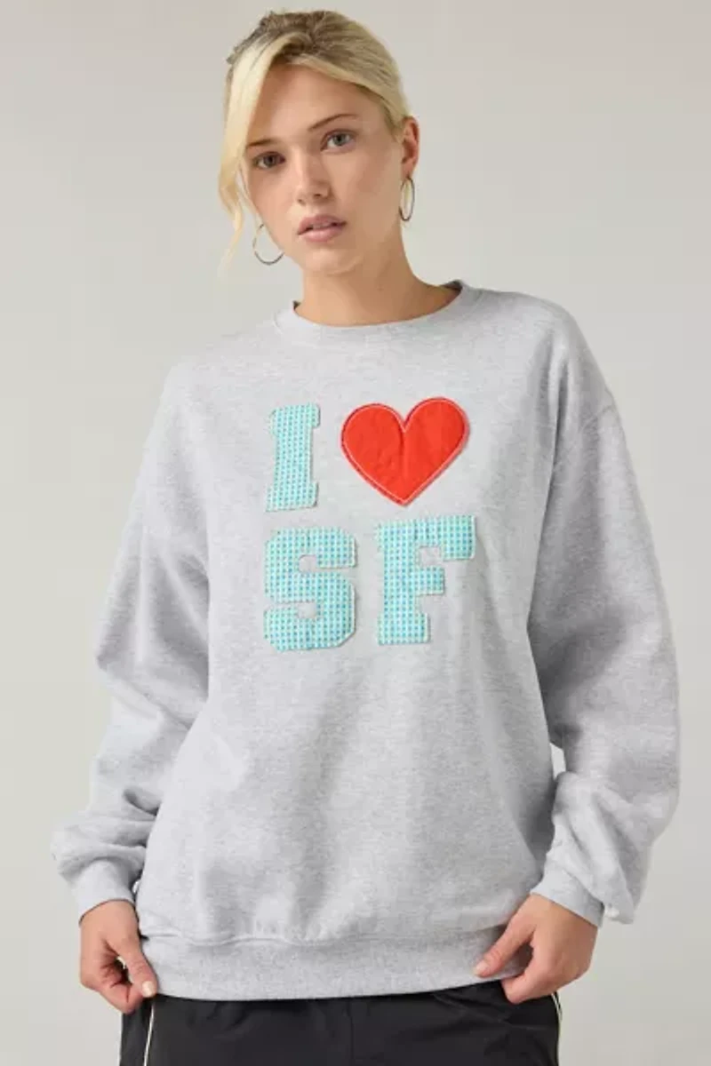 I Heart San Francisco Applique Graphic Crew Neck Pullover