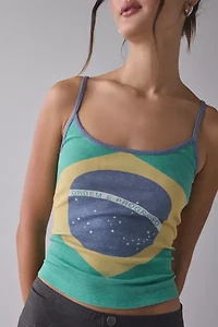 Brazil Flag Graphic Scoop Neck Tank Top