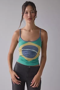 Brazil Flag Graphic Scoop Neck Tank Top