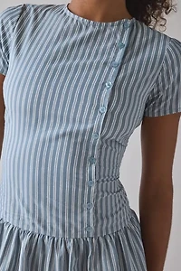 Motel Marilis Asymmetric Button Front Drop Waist Mini Dress