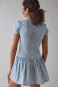 Motel Marilis Asymmetric Button Front Drop Waist Mini Dress