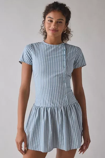 Motel Marilis Asymmetric Button Front Drop Waist Mini Dress