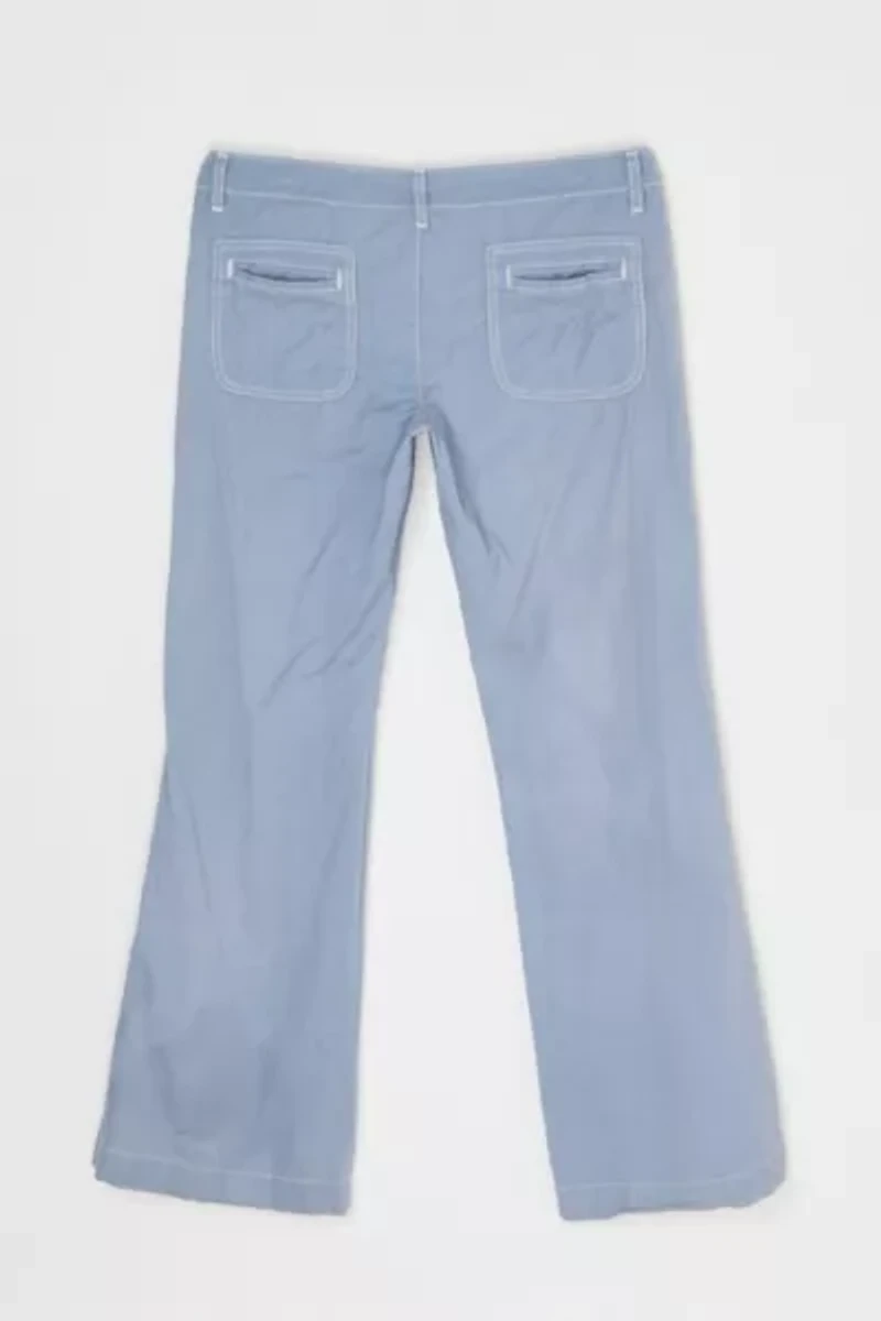 Vintage Y2k Slate Blue Contrast-Stitched Low-Rise Pants