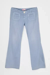 Vintage Y2k Slate Blue Contrast-Stitched Low-Rise Pants