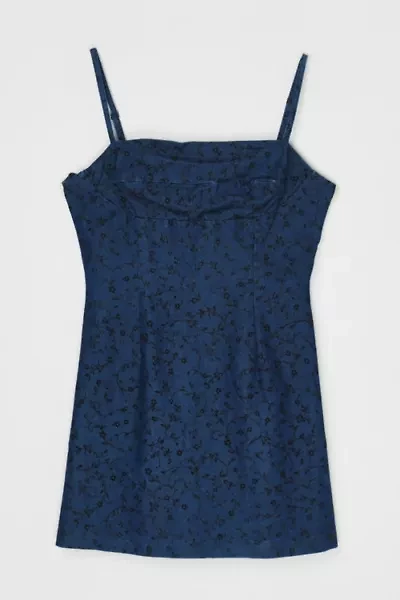 Vintage Y2k Denim & Flocked Velvet Mini Dress