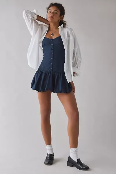 Motel Juun Drop Waist Bubble Hem Mini Dress