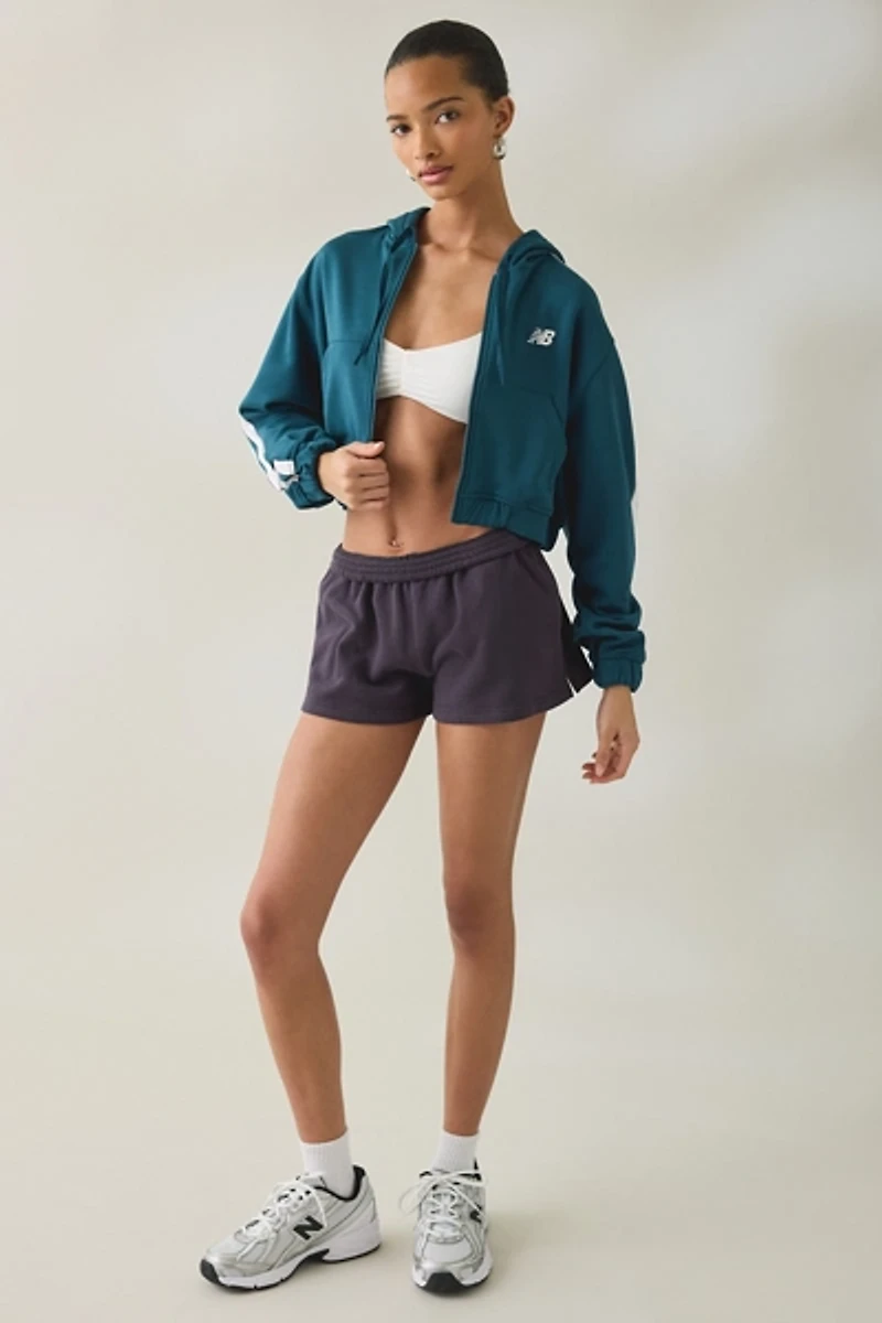 New Balance Interlock Cropped Zip-Up Hoodie Sweatshirt
