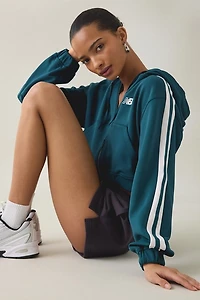 New Balance Interlock Cropped Zip-Up Hoodie Sweatshirt