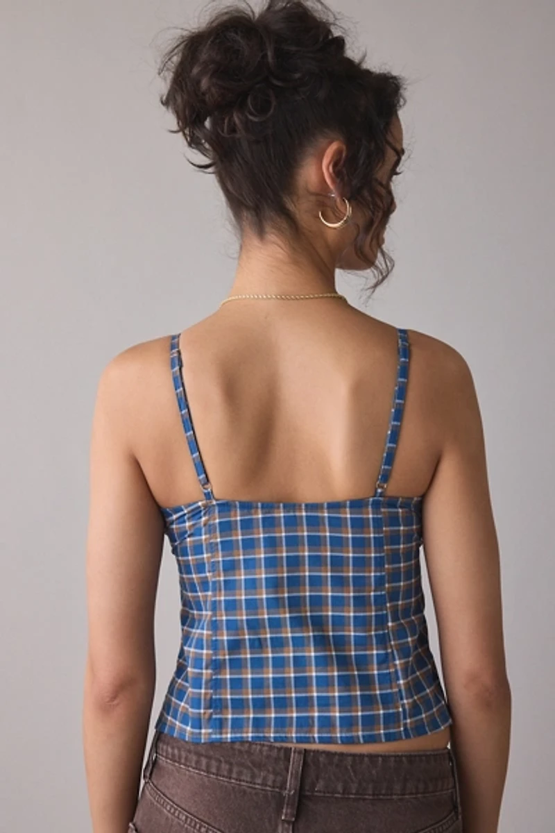 Motel Isamu Gingham Ruffle Trim Cami