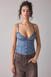 Motel Isamu Gingham Ruffle Trim Cami