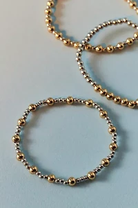 Mixed Metal Stretch Beaded Bracelet Set