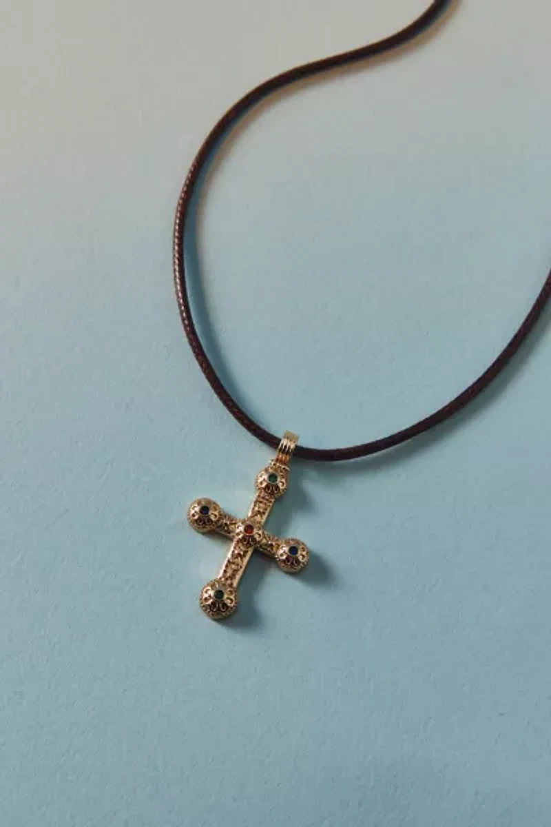 Donna Cord Cross Pendant Necklace