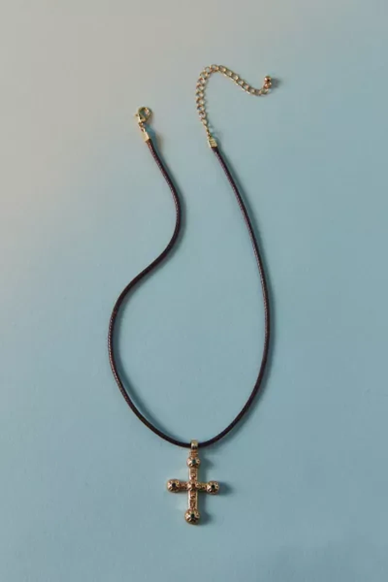 Donna Cord Cross Pendant Necklace