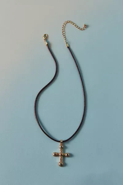Donna Cord Cross Pendant Necklace