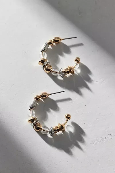 Mixed Metal Beaded Hoop Earring