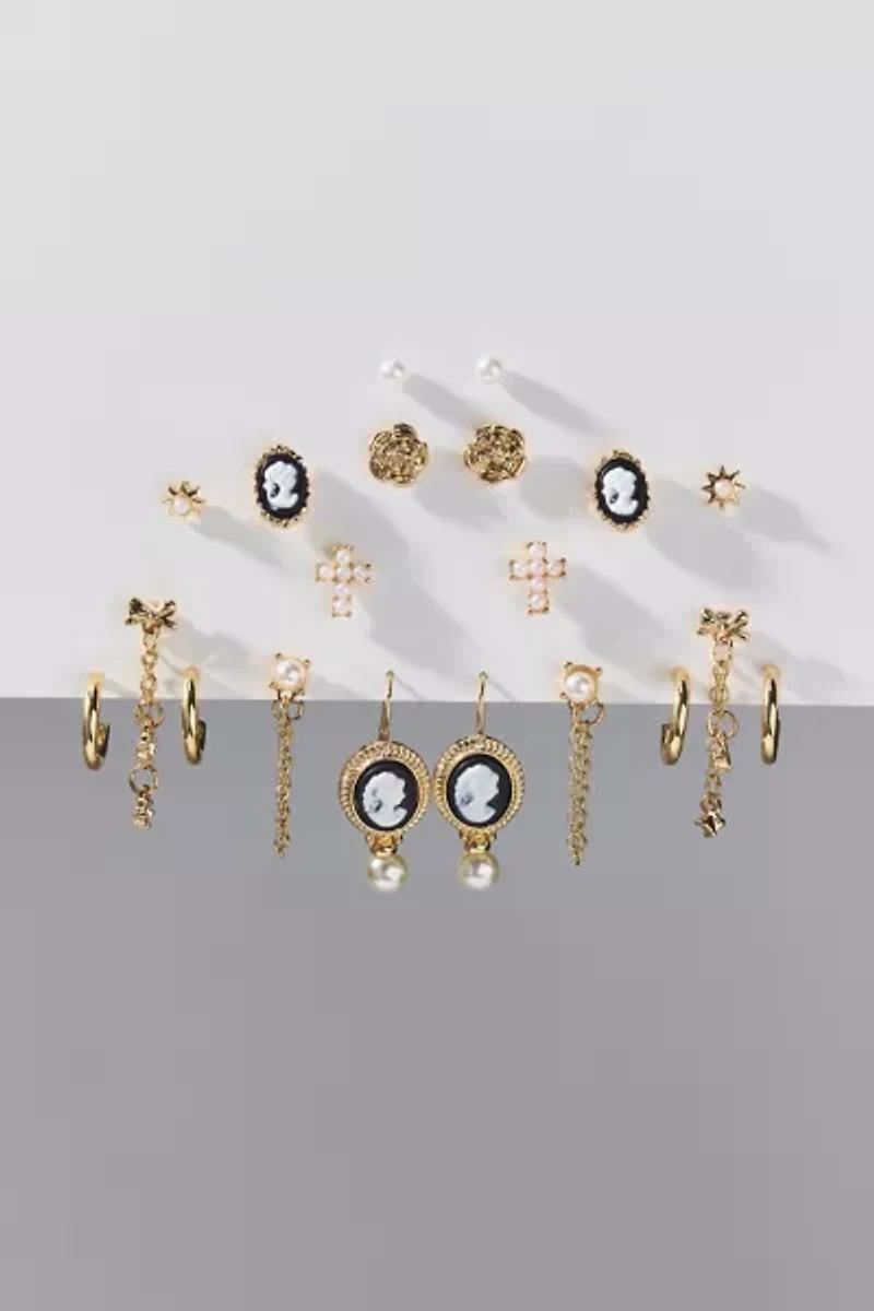 Sabrina Pearl Cameo Multi Earring Set