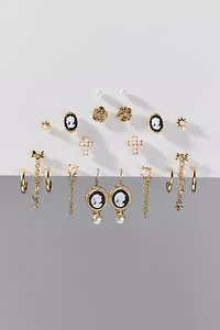 Sabrina Pearl Cameo Multi Earring Set