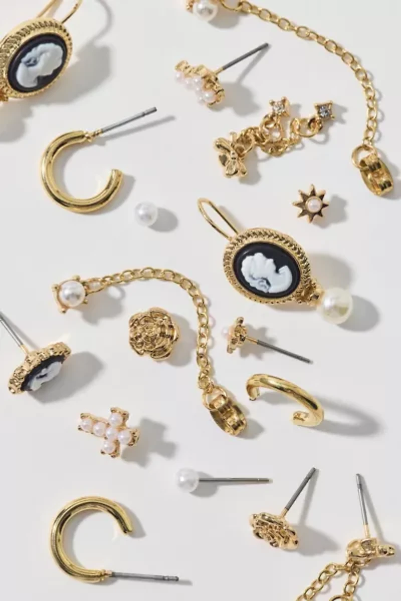 Sabrina Pearl Cameo Multi Earring Set