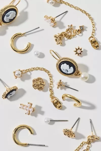 Sabrina Pearl Cameo Multi Earring Set