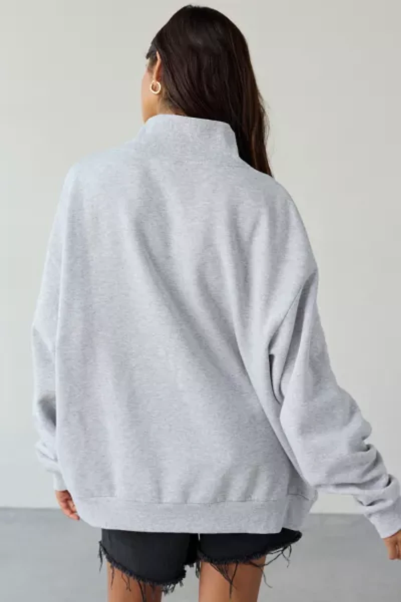 2004 Leopard Print Graphic Fleece Mock Neck Pullover