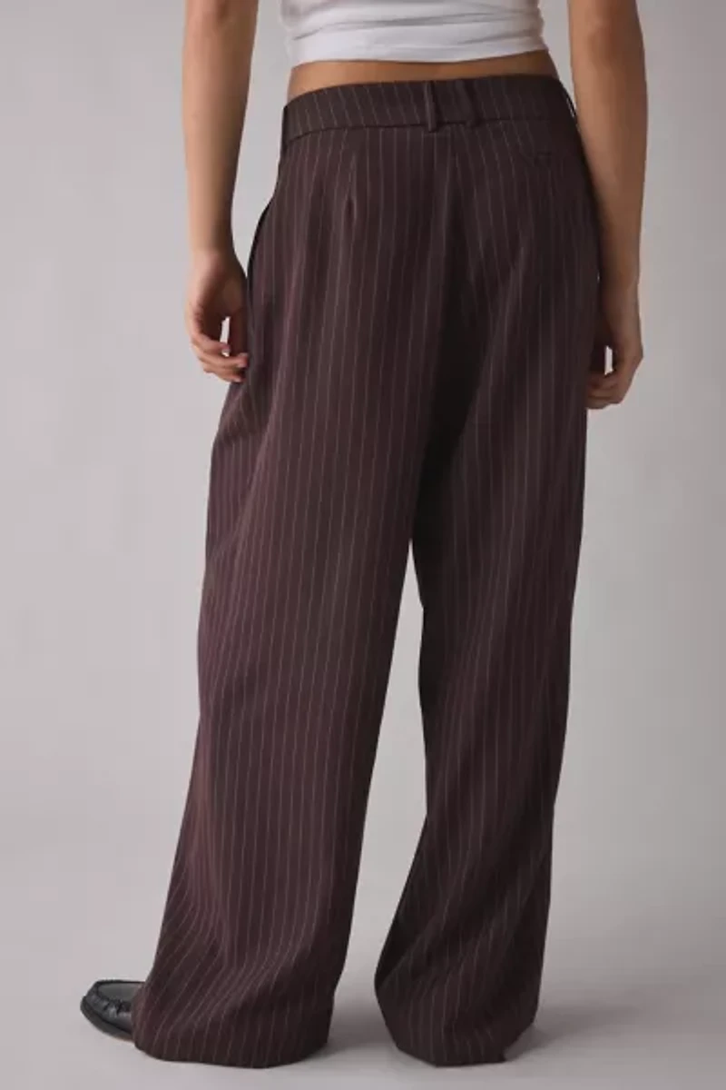Motel Nala Pleated Wide Leg Pinstripe Trouser