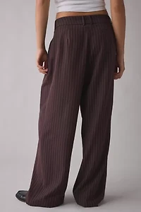 Motel Nala Pleated Wide Leg Pinstripe Trouser