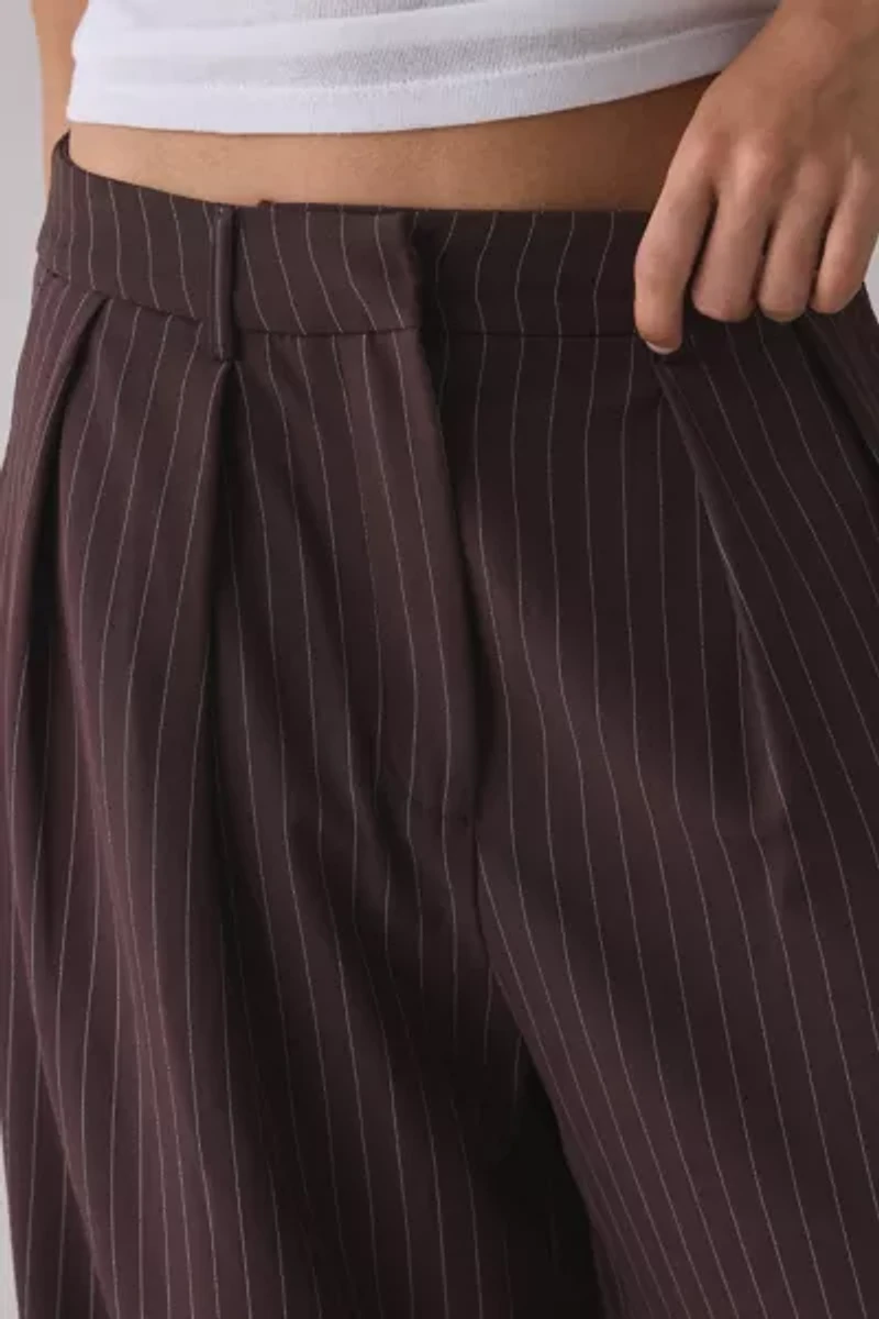 Motel Nala Pleated Wide Leg Pinstripe Trouser