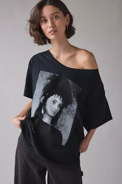 Beetlejuice Graphic Off-The-Shoulder T-Shirt Dress