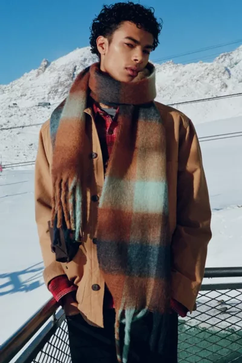 Woven Long Plaid Scarf