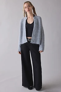Kimchi Blue Becca Brushed Pointelle Knit Oversized Cardigan