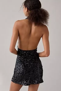 UO Coyote Sequin Halter Bodycon Mini Dress