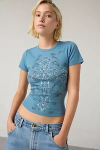 Gothic Cross Rhinestone Graphic Baby Tee