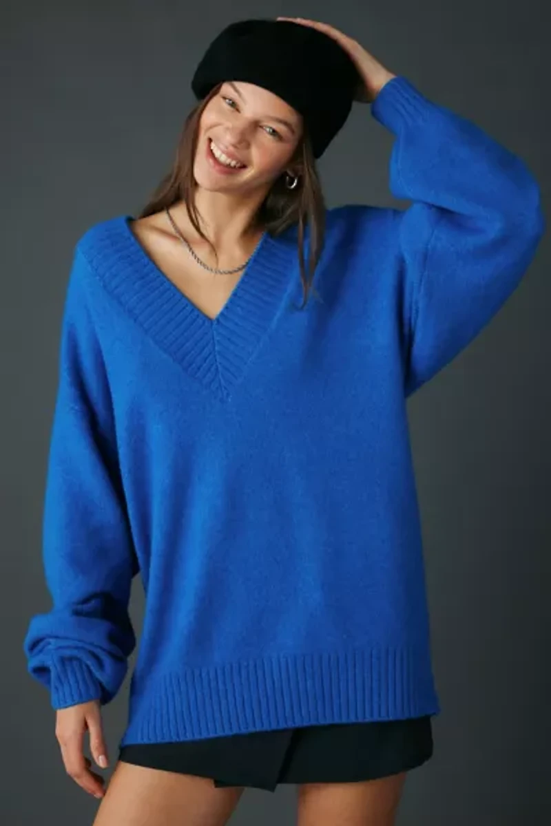 Kimchi Blue Rachel V-Neck Oversized Tunic Sweater