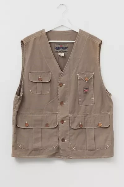 Vintage 1990s Union Bay Green Cotton Button Up Travel Vest