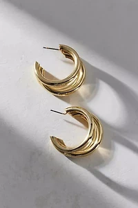 14k Gold Plated Triple Hoop Earring
