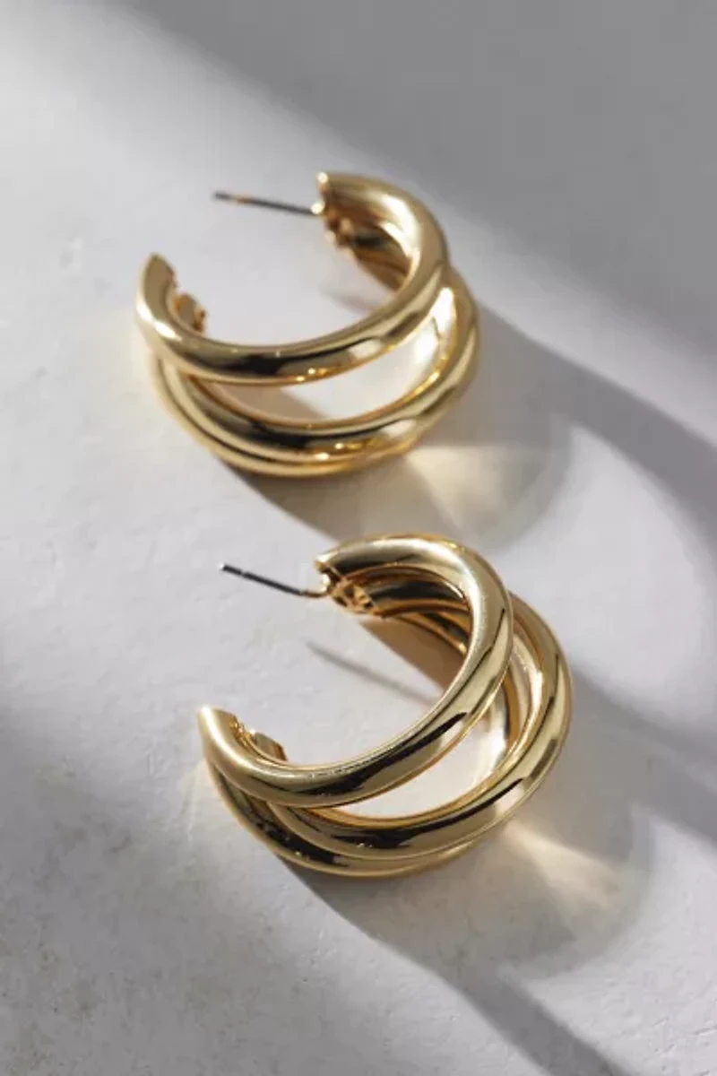 14k Gold Plated Triple Hoop Earring