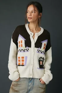 BDG Becca Cottage Printed Brushed Knit Oversized Cardigan