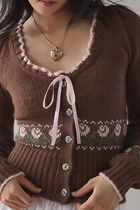 Kimchi Blue Alice Femme Fair Isle Cropped Cardigan