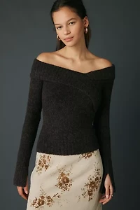 Kimchi Blue Andie Asymmetric Foldover Off-The-Shoulder Sweater