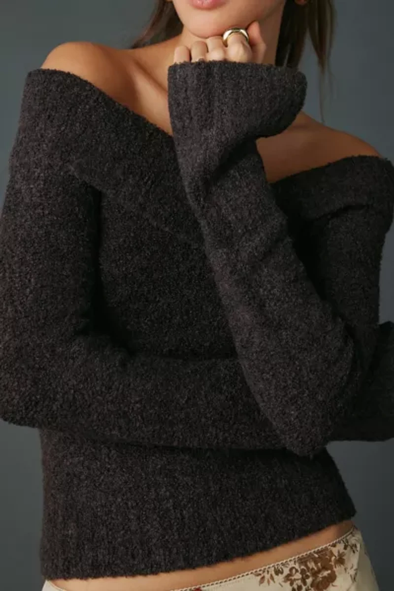 Kimchi Blue Andie Asymmetric Foldover Off-The-Shoulder Sweater