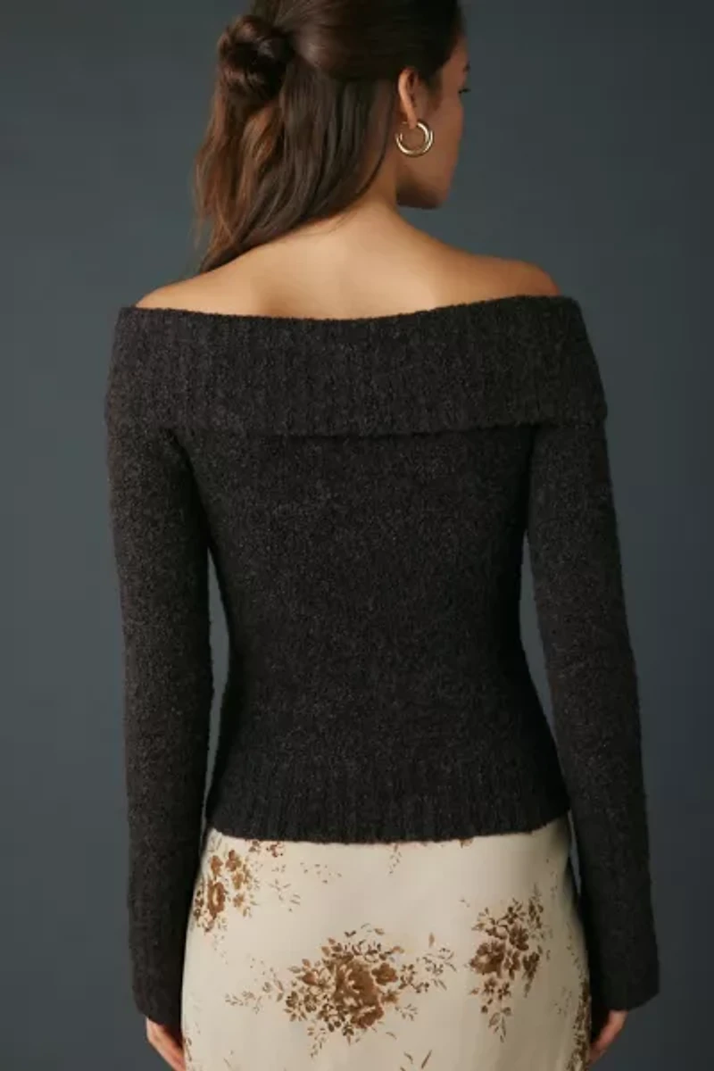 Kimchi Blue Andie Asymmetric Foldover Off-The-Shoulder Sweater