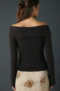 Kimchi Blue Andie Asymmetric Foldover Off-The-Shoulder Sweater