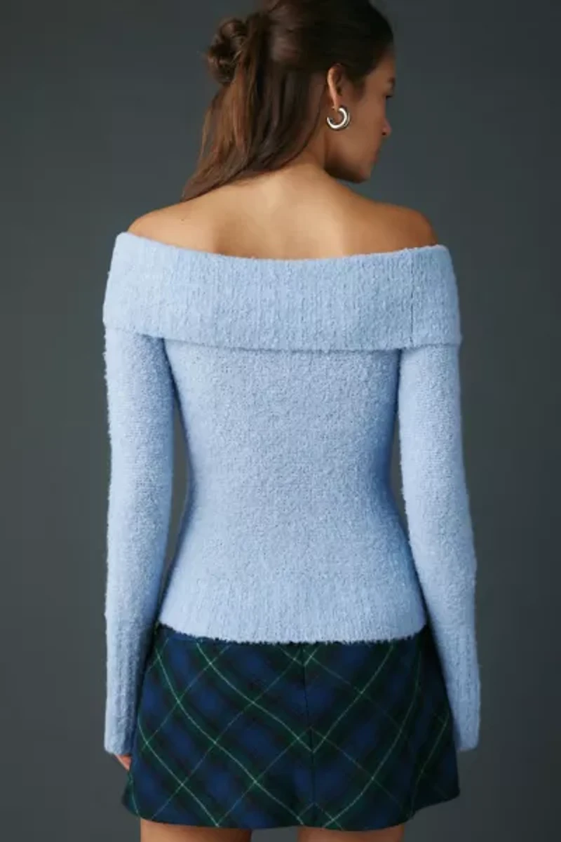 Kimchi Blue Andie Asymmetric Foldover Off-The-Shoulder Sweater